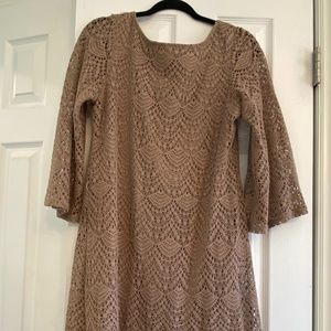 Mid length Knit dress- Beige/ Size 12